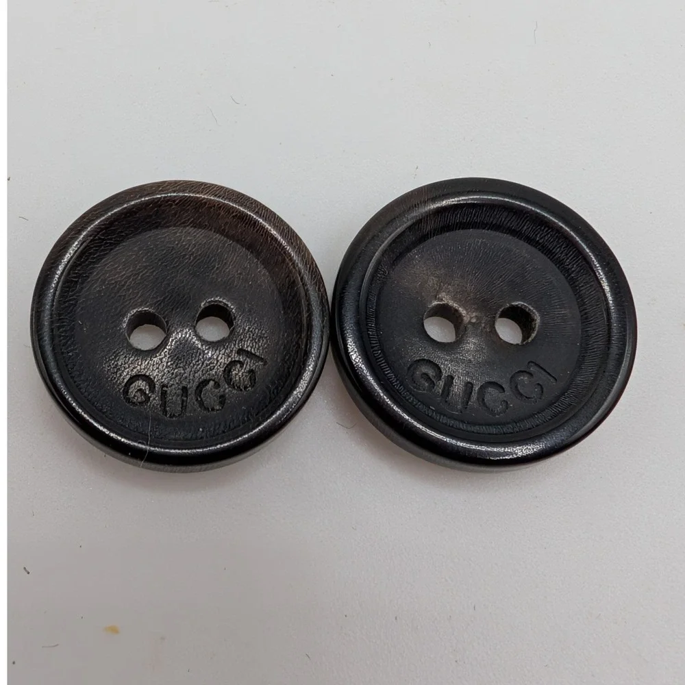Gucci Buttons Black 14mm Logo Engraved 2-Hole 2pc Set Round Small Replacement